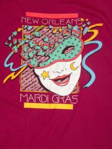 80s New Orleans MARDI GRAS T Shirt |1987 Colorful Single Stitch Mask Graphic Souvenir |39'' Chest - Fashionconservatory.com