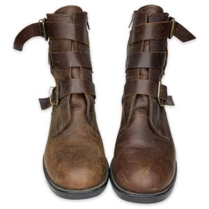 Vintage 1990s LIFT Brown Chunky Leather Ankle Boots Buckle Straps Grunge | Size 9 - Fashionconservatory.com
