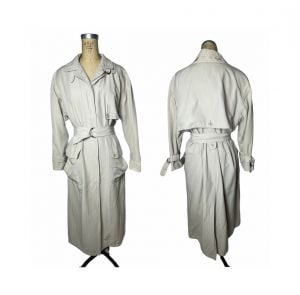 Khaki beige trench coat rain coat street wear coat by Misty Harbor Size M/L