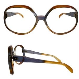 Vintage 1970s Brown Blue Oversized Sunglasses Frames Made in Italy - Fashionconservatory.com