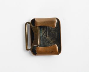 Antique Edwardian 1910s Solid Bronze Belt Buckle made by Hickok| Initial ''F'' - Fashionconservatory.com