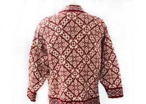 XL Men's Red Wool Cardigan - Mens Big N Tall Preppy Sweater from L.L. Bean Cranberry Red & Offwhite - Fashionconservatory.com