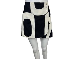 Vintage 1960s Mini Skirt Geometric Wraparound Bagatelle by Maggie Margaret Godfrey