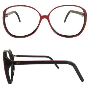 Vintage Red & Black Colorblock Frames Made in Italy by Valentino - Fashionconservatory.com