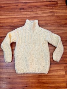 Kids Size 4T-5 | 1980's Vintage HAND KNIT Lemon Yellow Turtle Neck Sweater - Fashionconservatory.com