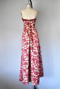 Malmaison 1960s silk faille evening dress and shawl, 1960s dress, floral evening gown, silk maxi dre - Fashionconservatory.com