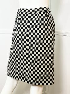 Small - 26 Waist  | 1960's Vintage Wool Checkered Mod Mini Skirt - Fashionconservatory.com