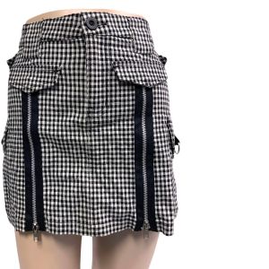 Vintage 1990s TRIPP NYC Black White Plaid Zipper Bondage Skirt | M - Fashionconservatory.com