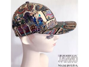 Vintage 90s JANNO Egyptian All Over Print Snapback Baseball Hat Made in USA