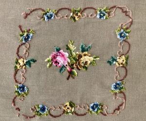 Preworked 70s Vintage Needlepoint Canvas from Paragon|Hand Embroidered Cotton Canvas w/Wool Yarn - Fashionconservatory.com