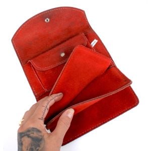 4x7 Vintage 1970s Dark Red Tooled Leather Wallet Tri Fold Western made in Brasil - Fashionconservatory.com
