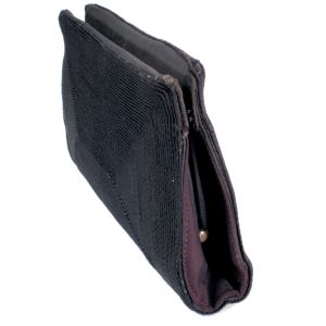 Vintage 1940s Black Rayon Corde Clutch Evening Bag Purse Pin Up WWII  - Fashionconservatory.com