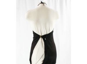 As Is 1940s Swimsuit - Glamour Girl - Black Stretch Knit - Cheap 40s Halter Bathing Suit - Maillot - - Fashionconservatory.com