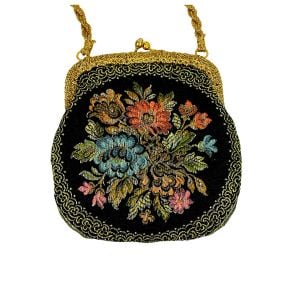 1950s La Regale floral tapestry purse with gold metallic Made in Italy