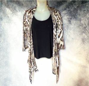 Animal Print Jacket with Attached Black Tank, Lots of Metallic Sparkle, Stretchy Knit ~ 90s - Fashionconservatory.com