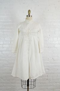 1960s Bianchi high neck beaded faille and lace short wedding gown or communion dress . xxs . pettite - Fashionconservatory.com