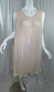 Pristine! Vintage 1960's Shadowline Peignoir Set Blush Pink Chiffon Lace Sz S Nightgown Robe - Fashionconservatory.com