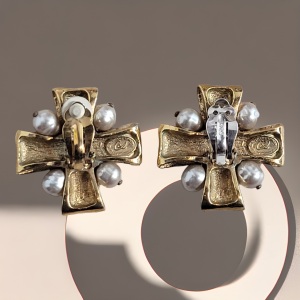 80s Christian Lacroix Maltese Cross Earrings  - Fashionconservatory.com