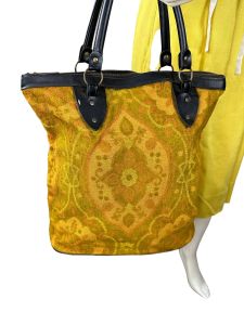 1960s tapestry tote bag carpet bag with water proof lining