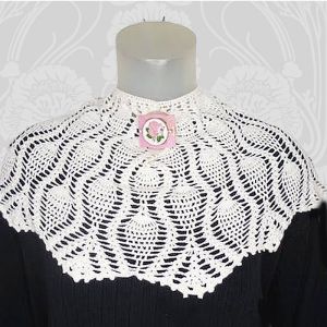 1930s Removable Collar White Crochet Puritan Bib with Some Styling Options