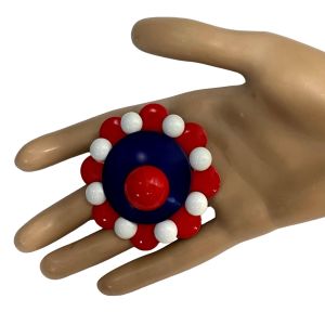 60s MOD Red White & Blue Abstract Flower Daisy Brooch Pin  - Fashionconservatory.com
