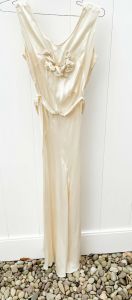 1930s Silk Satin Bias Cut Evening Wedding Gown Ladies XS Sleeveless Dress/Bolero - Fashionconservatory.com