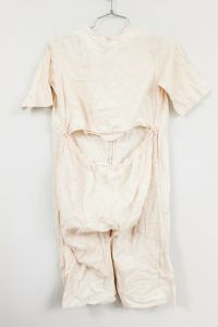 VTG 1 PC Drop Drawer Pajamas Unisex Peg Hanger 1940s WW2 Cotton pink 40 Chest - Fashionconservatory.com