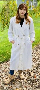Vtg Bradley Michael White Belted Trench Coat Great Buttons NWOT Sz M 1980s