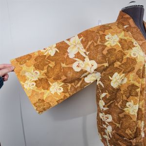 Vintage Miss Hawaii Floral Gold Orange Full Zip Shirt Jacket Coverup  - Fashionconservatory.com
