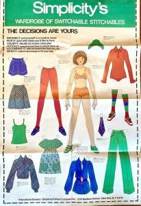 VTG 1972 Simplicitys Switchable Stitchables Poster Paper Doll Pattern RARE 23x34