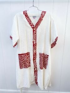Vtg Terry Cloth Robe San Blas Authentic Mola Design Weldon Mens M 1960s NWOT 