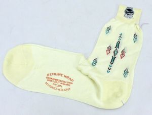 VTG Men's Rayon/Cotton Socks Yellow Genuine Wrap 1940-50s NOS VTG Garter Top #1
