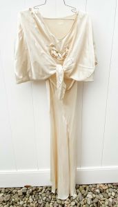 1930s Silk Satin Bias Cut Evening Wedding Gown Ladies XS Sleeveless Dress/Bolero