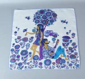 60s Lilac Hippie Print Handkerchief a Skandia Print by Robinson & Golluber