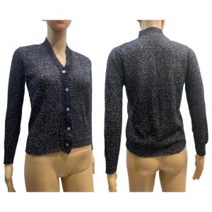 70s Black & Silver Metallic Sparkle Cardigan Sweater - Fashionconservatory.com