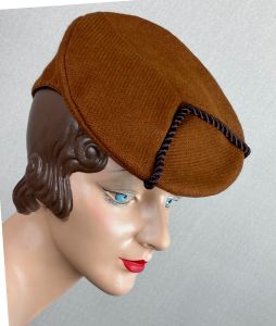 40s Brown Wool Tilt Hat by New York Creations, VFG
