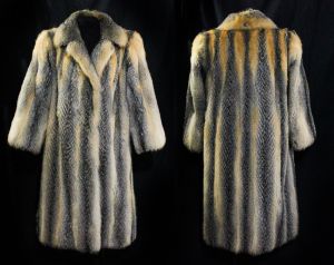 Fox Fur Coat - Gorgeous 1960s Genuine Natural Grey Fox Overcoat - 60s Winter Luxury - Medium