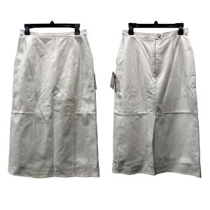 90s Luxury White Leather Midi Length Straight Skirt  - Fashionconservatory.com