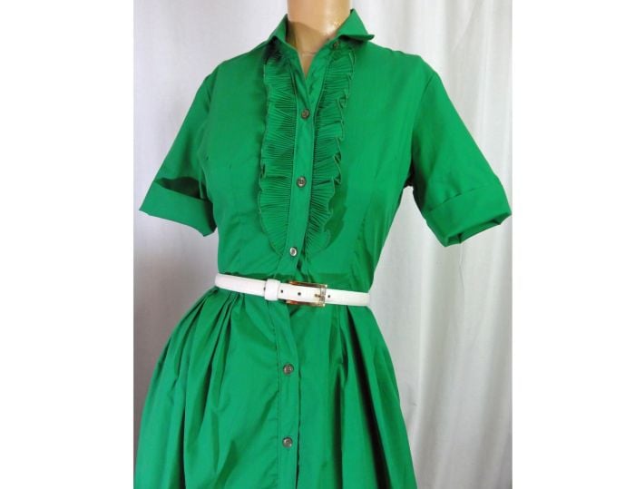 green emerald velvet dress 50s Mint Green Day Dress – Dupree's Vintage