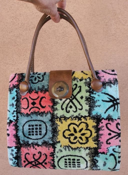 1960s Big Carpet Bag Handbag Purse Fashion Conservatory