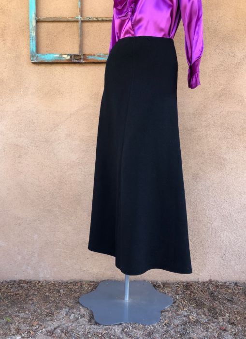 90's Black Knit Skirt Set with Knitted and Beaded Ornaments by Michael Simon
