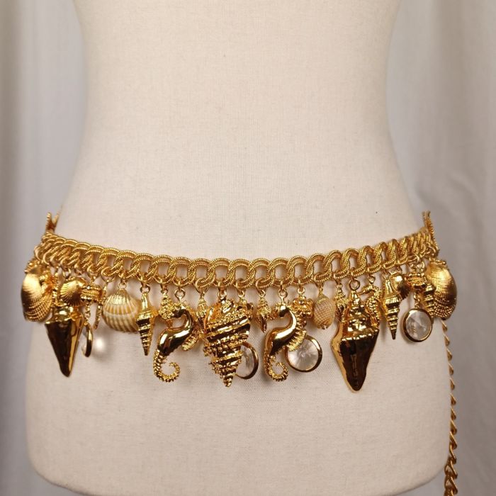 Vintage St. John RARE Seashell Cruise Belt, Adjustable, 40 