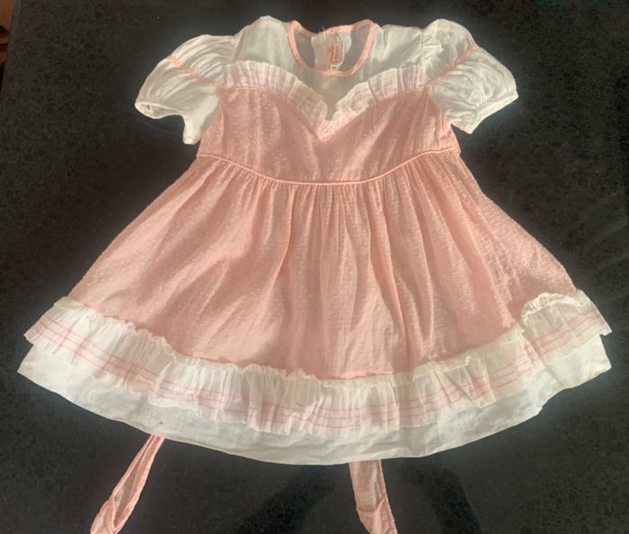 Vintage Toddler Baby Girls Dress Sheer Pink Dot Spring 50s Nannette Originals Vintage Toddler Baby Girls Dress Sheer Pink Dot Spring 50s Nannette Originals