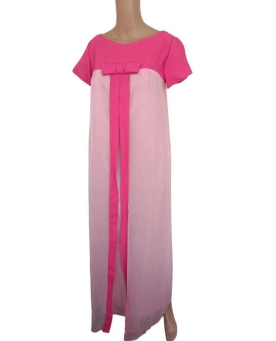 60s Pink Chiffon Formal Gown Vintage Maxi Prom Dress XS 60s Pink Chiffon Formal Gown Vintage Maxi Prom Dress XS