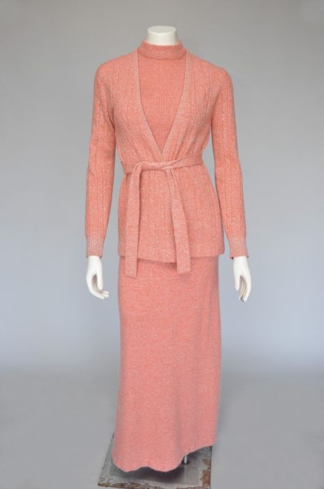knee length dresses for ladies Venyx Long Rib Cardigan Dress in Cinnamon Metallic main image 0