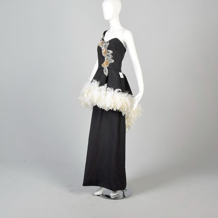 1980s peplum dress Abstract 1980s Peplum Dress Rustic Runway Vintage