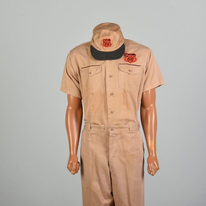 L | Rare 1940s 3pc Lee Sanforized Phillips 66 Gas Station 