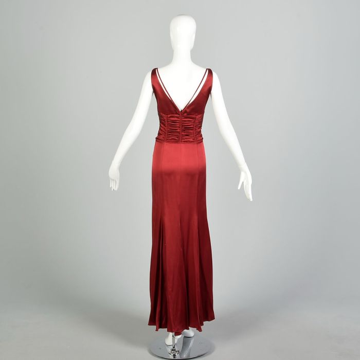 Medium 2000s Elie Tahari Red Sleeveless Gathered Maxi Evening Dress