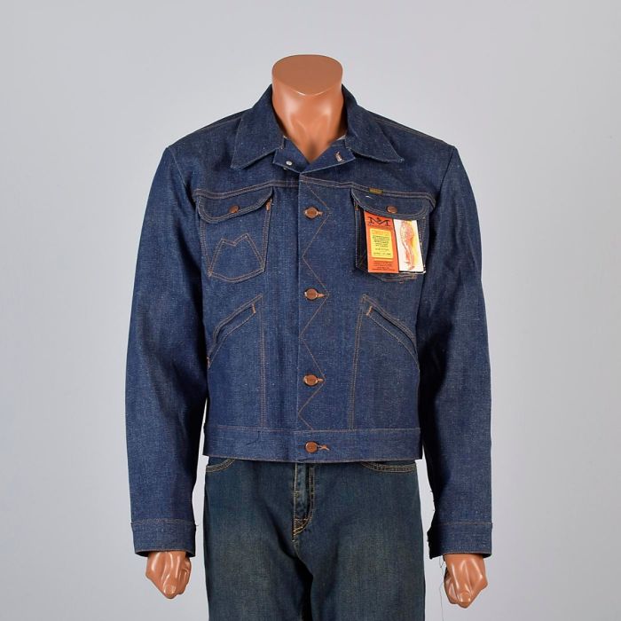 sz 38 NOS Deadstock 1970s Mens Maverick Jean Jacket Cotton Denim