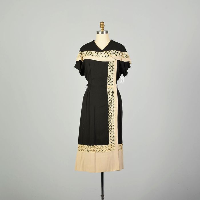 1950s Black Dress With Asymmetric Neckline